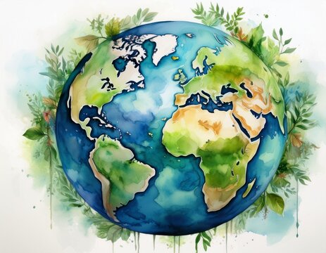 earth day globe watercolor art of the earth for earthday wallpaper background image of the globe eco concept ai