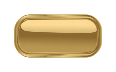 Shiny golden button with rounded corners isolated on transparent background