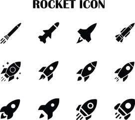 Rocket icon vector symbolizing launch, startup growth, innovation, and fast progress&mdash;perfect for technology, business, and creative project interfaces.
