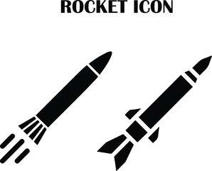 Rocket icon vector symbolizing launch, startup growth, innovation, and fast progress—perfect for technology, business, and creative project interfaces.