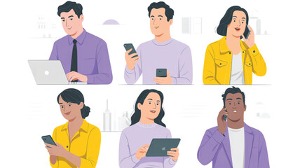 Fototapeta premium Diverse group of people using modern technology and devices