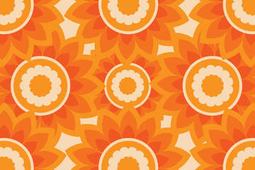 Vintage Retro  Background Orange Seventies Hippie Style