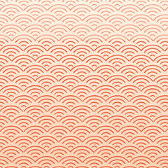 青海波パターン・和モダンのデザインペーパー（オレンジ）ー  繰り返し使いやすい和柄のグラフィック素材。デザインペーパー、ポストカード、メッセージカード、マスキングシールブックタイプ、フレークシール、手帳デコ素材、包装紙、紙袋に最適。手拭い、ハンカチ、ミニタオル、箸、マグカップ、皿、キッチンクロス、キッチン雑貨にも。
