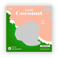 Fresh coconut social media post template 