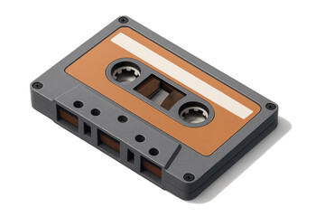 Fototapeta premium Audio cassette tape symbolizing vintage music, analog sound, and nostalgia for the 80s and 90s, presented on a transparent background