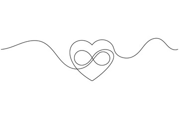 Love and eternity: continuous line drawing of heart and infinity.