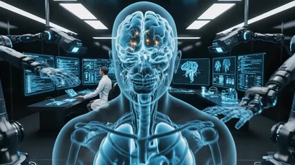 Abstract 3 d rendering of internal human anatomy with digital light effects - Powered by Adobe