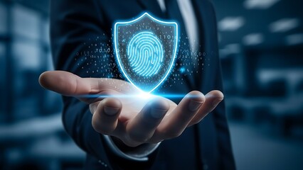 Digital fingerprint authentication security shield on hand for online data protection