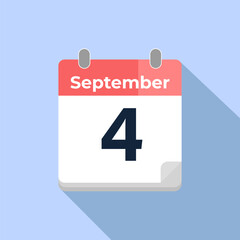 September 4 Vector Calendar
Modern flat color vector calendar with date