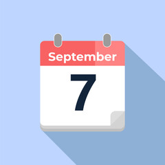 September 7 Vector Calendar
Modern flat color vector calendar with date
