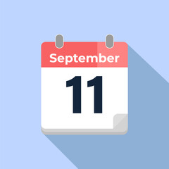 September 11 Vector Calendar
Modern flat color vector calendar with date