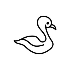 Simple line drawing of a swan, suitable for wildlife, birds, animal icons, nature branding, and minimalist logo element.