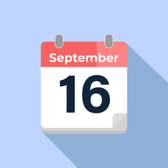 September 16 Vector Calendar
Modern flat color vector calendar with date