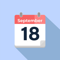 September 18 Vector Calendar
Modern flat color vector calendar with date