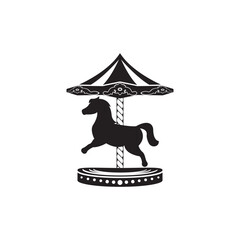 Merry go round horse ride icon. Simple illustration of merry go round horse ride icon flat style sign vector