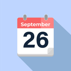 September 26 Vector Calendar
Modern flat color vector calendar with date