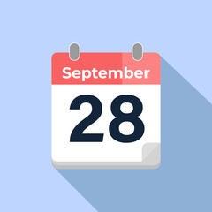 September 28 Vector Calendar
Modern flat color vector calendar with date