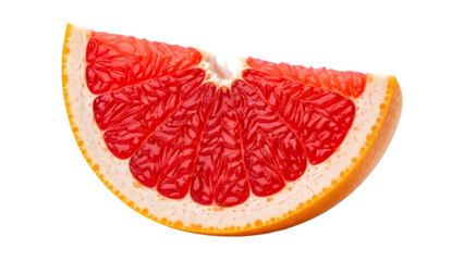 Slice of Pink Grapefruit with Visible Segments and Zest citrus isolated on a transparent background