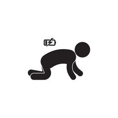 Tired person line icon set, fatigue or exhausted, lack battery energy, low charge, burnout workplace, stress - icon vector