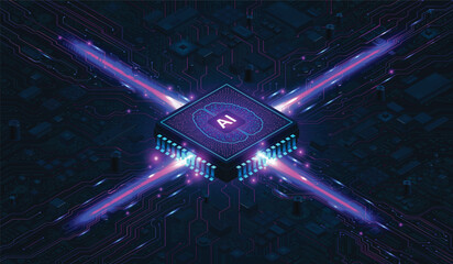 AI Microchip Power Core: Neural Network Data Exchange