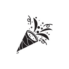 Confetti popper line icon vector, filled flat sign, solid pictogram isolated on white. Celebration symbol, logo illustration.