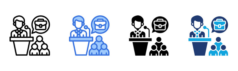 Fototapeta premium Public Speaking icon Multi Style Vector Illustration