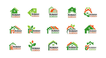 Collection of Creative 'Rumah Subsidi' Logo Designs Showcasing Affordable Housing Concepts