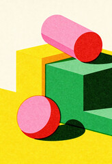 Geometric object with riso print effect vector graphic element