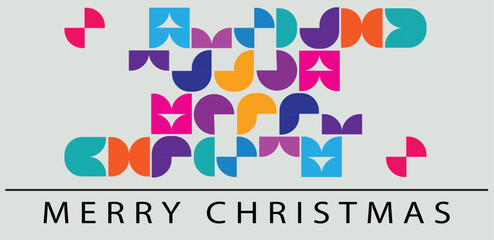 Abstract colorful shapes forming a festive arrangement with christmas greetings