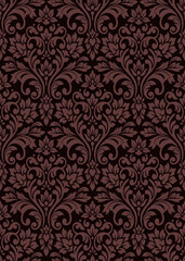 Brown and black floral damask seamless pattern, elegant damask pattern vector wallpaper, classic damask pattern vector for Wallpaper, Fabric, Branding, Packaging, Invitations, Wedding, luxury design.