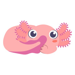 Cute baby axolotl tail character