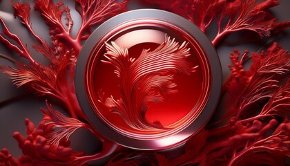 luxurious skincare serum amid red seaweed and natural ingredients