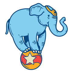 Circus elephant doing trick on a ball