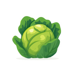 flat_2D_icon_brussels_sprout_isolated_on_a_white_Attractive Minimalist illustration, A clipart flat 2D icon, simple illustration with EPS format design