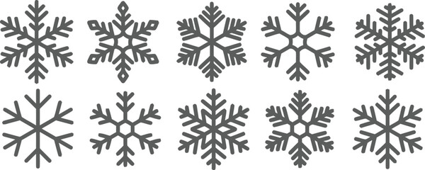 snowflake, icon, winter, snow, cold, frost, ice, crystal, decoration, graphic, design, element, abstract, pattern, seasonal, holiday, christmas, new year, simple, clean, vector, set, collection, isola