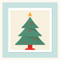 animation design, simple flat 2D icon, clipart, flat 2D vector, design by me. vector	_Simple_flat_2D_icon_festive_greeting_card_with_tree
