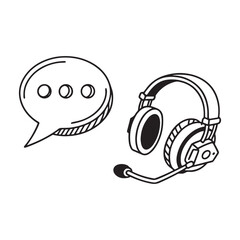 Communication Chat Bubble & Headset Support Icon Set, vector