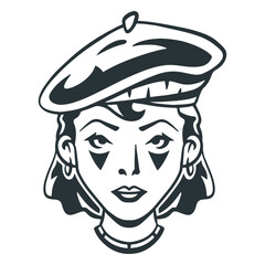 Mime woman circus character