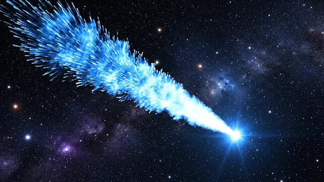 Luminous Blue Cosmic Jet Streaking Through Deep Starry Outer Space