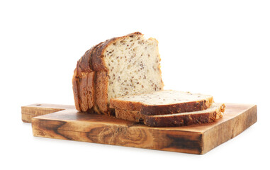 Slices of toast bread with seeds isolated on white