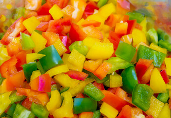Diced vegetables for salad in a bowl
