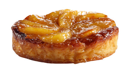 Rustic golden apple tarte tatin isolated on a white background