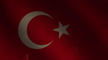 Turkey celebration concept with waving flag and firework 4k footage