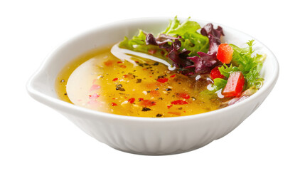 Salad vinaigrette in a bowl isolated on a white background