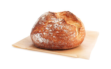 Delicious fresh bread loaf isolated on white