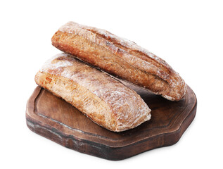 Tasty ciabattas isolated on white. Fresh bread