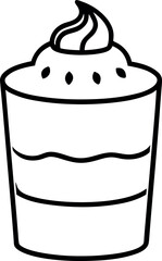 Layered Chocolate Parfait Cup with Whipped Cream and Decorative Topping Illustration