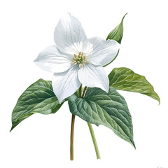 Obraz premium Trillium Flower, high quality watercolor, isolated on a white background, vibrant details.