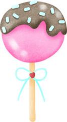Sweet Pink Cake Pop with Chocolate Frosting