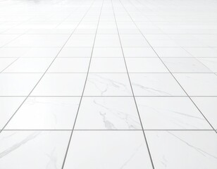 White marble floor tiles with dark grout lines
